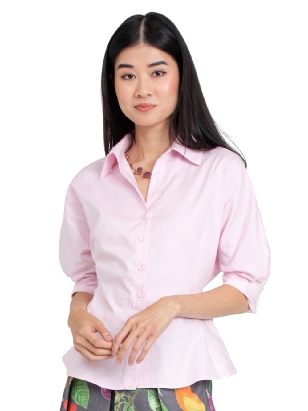 Eva Franco Albright Button Down Shirt Top Preppy Pink Oxford Cotton Size 10